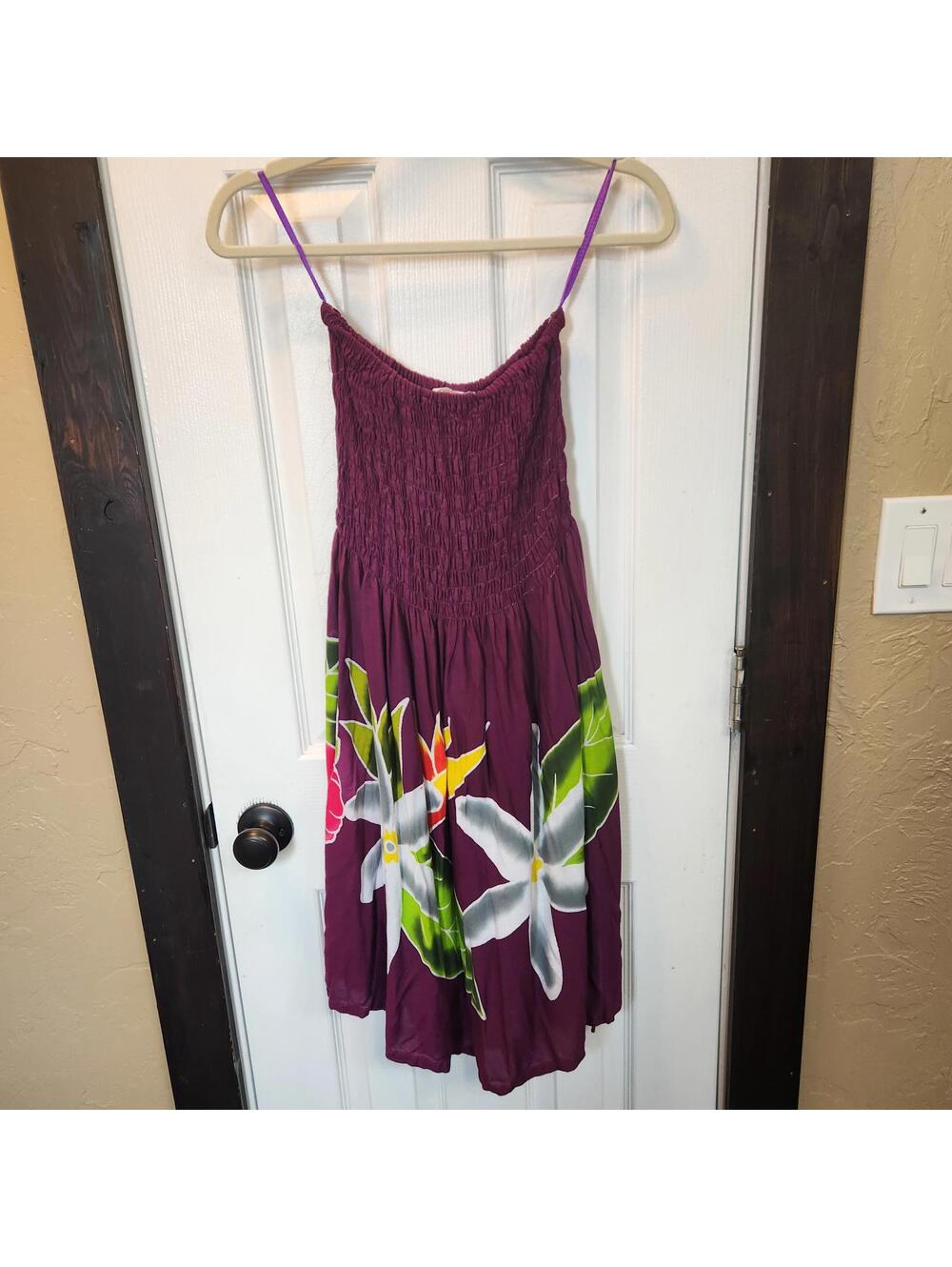 Maui Beach Purple Sleeveless Hawaiian Dress - Size Large